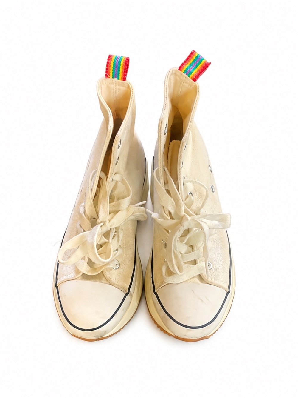 Madden Girl Cream Lace Up High Top Platform Sneakers Size 5.5